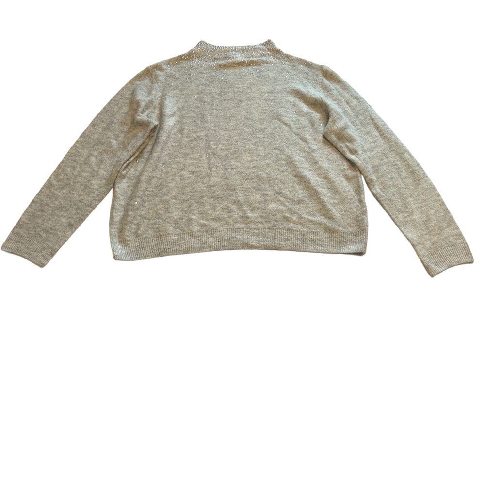 Juicy Couture Gray Rhinestone Mock Neck Long Sleeve Winter Sweater Women Size XL